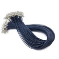 Collares de cordón encerado azul oscuro 1,5mm con cierres de langosta y cadena extendida - Azul marino