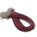 Collares de cordón encerado rojo oscuro de 1,5 mm con cierre de mosquetón de plata DIY - Burdeos