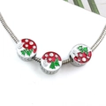 Silver Christmas bracelet charm featuring red and green enamel snowman and tree - Christmas Series Large Hole Bead (14113)