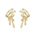 Exquisite 18K gold plated bowknot ear cuff with elegant multi-layer spiral wire design - Gold Butterfly Ribbon Ear Clip
