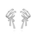 Elegant silver butterfly bow multi-layer ear cuff earring set on a white background - Platinum Color Butterfly Ribbon Ear Clip