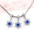 Silver snake chain bracelet featuring blue rhinestone snowflake pendants charms jewelry - Snowflake Rhinestone Pendant (15207)