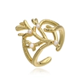 Dettaglio dell'anello a corallo dorato regolabile con quattro perle eleganti - Oro Perla Corallo