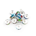 Macro detail of colorful crystal spacer beads with silver alloy base for DIY jewelry - 8MM (100 Pieces/Pack) / Multicolor (14641)
