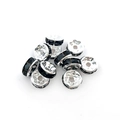 Detailed macro view of 10 silver plated spacer beads with black rhinestones for DIY jewelry - 8MM (100 Pieces/Pack) / Black (14642)