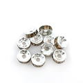 Set of 10 silver rondelle spacers with champagne rhinestones for DIY jewelry making - 8MM (100 Pieces/Pack) / Champagne (14644)