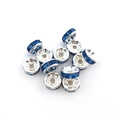 100pcs silver spacer beads with navy blue rhinestones for DIY bracelet jewelry making - 8MM (100 Pieces/Pack) / Dark Blue (14645)