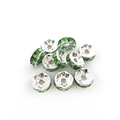 DIY silver alloy spacer beads with bright green rhinestones for custom bracelets - 8MM (100 Pieces/Pack) / Green (14646)