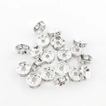 DIY jewelry 6mm/8mm silver rondelle spacers with clear rhinestones for bracelet making - 8MM (100 Pieces/Pack) / White (14647)