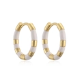 French vintage gold hoop earrings with white enamel detailing for a minimalist look - 1 Pair of Earrings / White Pearl Drop Earrings
