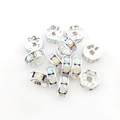 Silver spacer beads with AB crystals and petal design for DIY jewelry making - 8MM (100 Pieces/Pack) / Iridescent (14648)