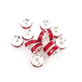 Silver spacer beads with red crystals for DIY jewelry making 6mm 8mm size - 8MM (100 Pieces/Pack) / Red (14649)