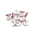 DIY jewelry rondelle beads with pink rhinestones and silver-plated finish for bracelets - 8MM (100 Pieces/Pack) / Pink (14652)