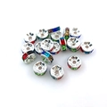 DIY jewelry beads with mixed colorful rhinestones and silver metal spacer rings - 6mm (100 Pieces Pack) / Multicolor (14656)