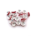 Silver rondelle beads with red crystal rhinestones for DIY jewelry making - 6mm (100 Pieces Pack) / Red (14658)