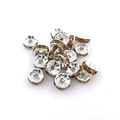 Silver spacer beads with amber rhinestones for DIY jewelry and bracelet making - 6mm (100 Pieces Pack) / Champagne (14660)