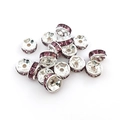 Flat 8mm silver spacer bead with deep purple crystals for DIY jewelry making - 6mm (100 Pieces Pack) / Purple (14661)