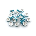 Silver rondelle spacer beads with lake blue crystals for DIY jewelry bracelets - 6mm (100 Pieces Pack) / Lake Blue (14662)
