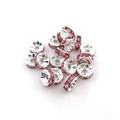 DIY jewelry 6mm pink rhinestone spacer beads with silver base for bracelets and necklaces - 6mm (100 Pieces Pack) / Pink (14664)