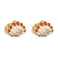 Orecchini a cerchio tema oceano con conchiglie e stelle marine in smalto colorato - Oro Conchiglia Arancione e Bianca