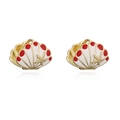 Orecchini a cerchio a conchiglia dorata con smalto rosso e bianco e stella marina - Oro Conchiglia Rossa e Bianca