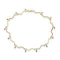 Elegant gold wavy necklace with sparkling zircons and colorful heart charms for women - Gold Colorful Zircon Heart Wave Necklace