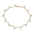 Detail of wavy gold link necklace featuring sparkling star pendants and zircon stones - Gold White Zircon Star Wave Necklace