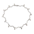 Silver wavy link necklace with colorful star pendants and shimmering crystal accents - Platinum Colorful Zircon Star Wave Necklace