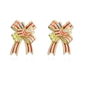 Colorful enamel bow stud earrings in golden alloy with festive red and purple stripes - Gold Multicolor Bowknot