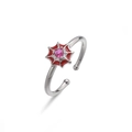 Anello ragnatela argento regolabile con cristallo cuore rosa e smalto rosso - Platino Smalto Rosso Strass Rosso Anello Ragnatela