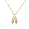 Collana dorata elegante con pendente scarpette da ballo in smalto bianco e zirconi brillanti - Collana Oro Bianco