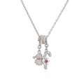 Détail du collier de Noël argenté avec pendentifs bonnet de Noël et sucre d'orge - Collier Bonnet de Noël Sucre d'Orge Argenté