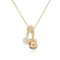 Détail du collier de Noël doré avec pendentif flocon de neige et clochette festive - Collier Flocon de Neige de Noël Boule Rouge Dorée