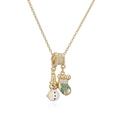 Détail du pendentif de Noël doré avec bonhomme de neige en émail et chaussette en zircon - Collier Bonhomme de Neige Chaussette de Noël Doré