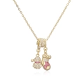 Détail du collier festif doré avec pendentifs père noël et chaussette sertis de zircons - Collier Bonnet de Noël Chaussette Doré