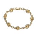 Detail of vintage gold bracelet featuring oval yellow crystals and micro-pave accents - Gold Yellow Zirconia