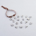 Silver alphabet bubble beads for leopard print cord bracelet and DIY jewelry making - Brown Leopard Cord + Platinum Letter