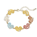 Buntes Emaille-Herzarmband mit Strasssteinen und verstellbarem Karabinerverschluss für Damen - Mehrfarbiges Armband