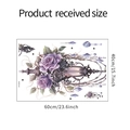Dettaglio adesivo murale lampione vintage con rose viola e pendenti di cristallo - Lampione di Rose Viola (HY-E008) / 40*60cm(HY-E008)