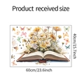 Detaillierte 60x40cm Größentabelle für Wandsticker mit Gänseblümchen und Schmetterlingen - Aquarell Buch Blume Schmetterling (HY-E014) / 40x60cm