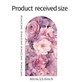 Detail view of the floral arch wall sticker showing dimensions of 60cm width and 28.3cm height - Purple Floral Arch Style (HY-F008)