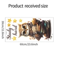 Cartoon owl wall sticker layout dimensions showing product size 60x30cm and Study Hard theme - 30*60cm/HY-B003