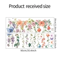 Layout dettagliato di adesivi murali con fiori e farfalle con misure del prodotto - 30*90cm*2pcs/HY-C007