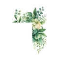 Dettaglio di adesivi murali acquerello con fiore giallo e foglie verdi lussureggianti - Stile Foglie Verdi Fresche Fiore Bianco (HY-KG015)