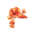 L-förmiges Eckdesign mit Aquarell-Hibiskusblüten als Wandaufkleber auf weißem Hintergrund - Orangeroter Hibiskus Stil (HY-KG003) / 15x14.5cm