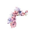 Detailed macro view of romantic watercolor floral wall sticker with pink and purple flower design - Pink and Purple Watercolor Floral Corner Decor (HY-KG009)