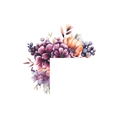 L-shaped watercolor floral sticker with purple peonies, orange flowers and berries - Purple Peony and Berry Combination Sticker (HY-KG011)