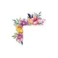 L-shaped corner watercolor floral wall sticker with purple and pink blossoms on white - Multicolor Pink Purple Orange Watercolor Floral Sticker (HY-KG012)
