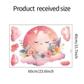 Cartoon pink moon and floral wall sticker with product dimensions 60cm by 40cm - 40x60cm (HY-E021)