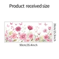 Detaillierte Größentabelle für Aquarell-Wandsticker mit Blumen, Format 90cm x 39cm - 39x90cm (HY-F031)